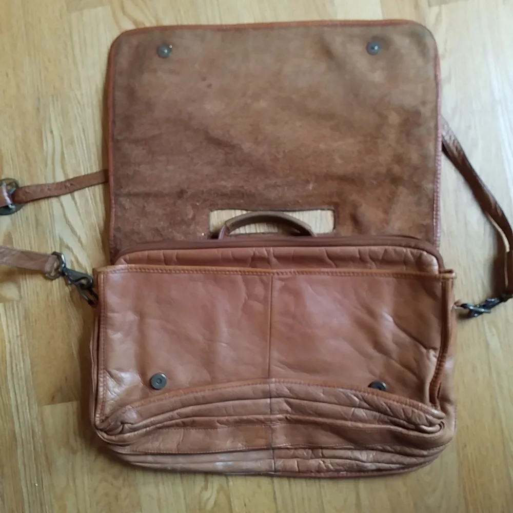 BRIEFCASE VINTAGE LEATHER Distressed Crossbody LAPTOP BAG